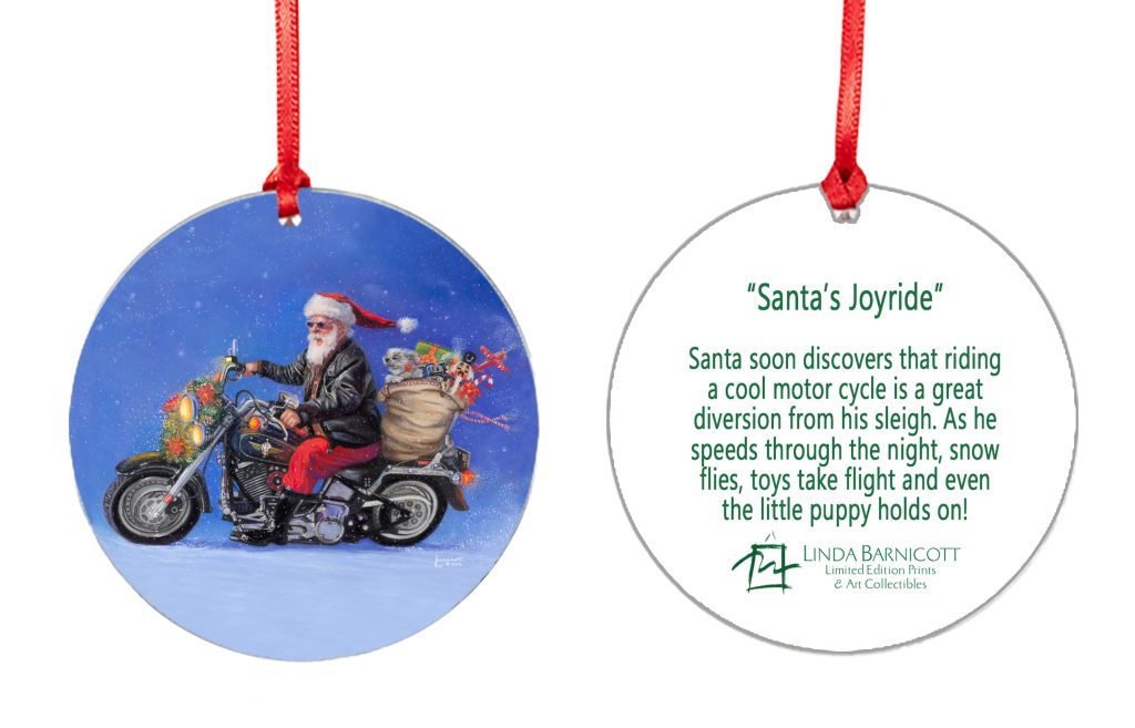 Santas Joyride Ornament Linda Barnicott Publishing LLC