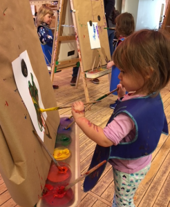 Linda Barnicott's granddaughter, Aria, paints at the Pittsburgh Children's Museum.