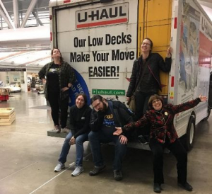 The image shows Linda Barnicott and her friends and family after the conclusion of the Pittsburgh Home and Garden Show.