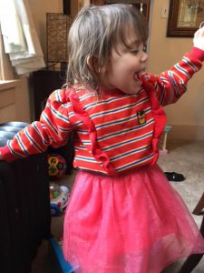 Aria Stadelman, Linda Barnicott's granddaughter, expresses her excitement at Easter.