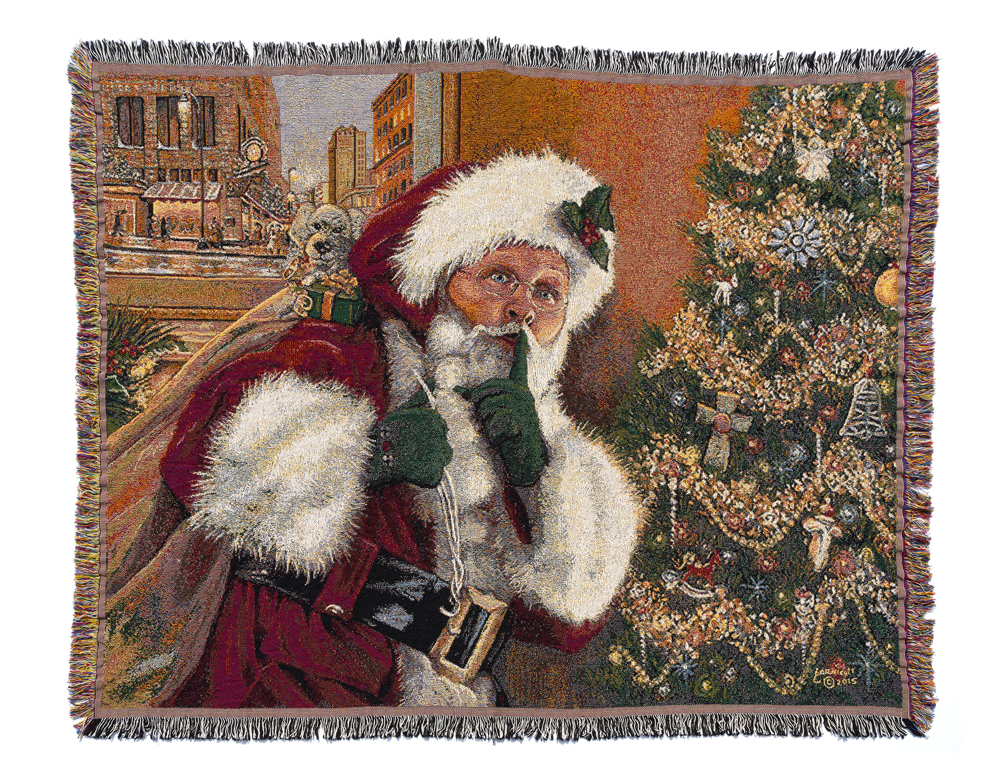 Made in the USA Santa Sipping Cocoa Throw Blanket 