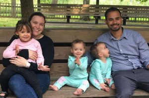 Linda Barnicott's daughter, Alyssa Stadelman, and her family: husband, Jon Stadelman, and daughters Aria, Abigail, and Autumn.