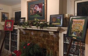 An image of Linda Barnicott's living room set up for her Second Annual Studio Open House and Trunk Show.