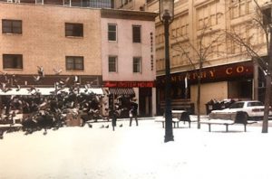 This image shows a photo of Market Square in Pittsburgh in the early 1990s.